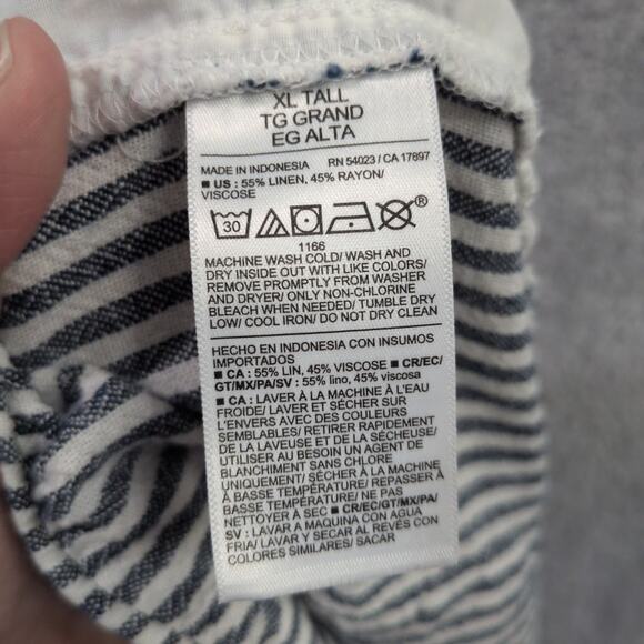 Old Navy Cropped High-Rise Straight Pull-On Pants XL Tall Striped Linen Blend - Picture 10 of 12